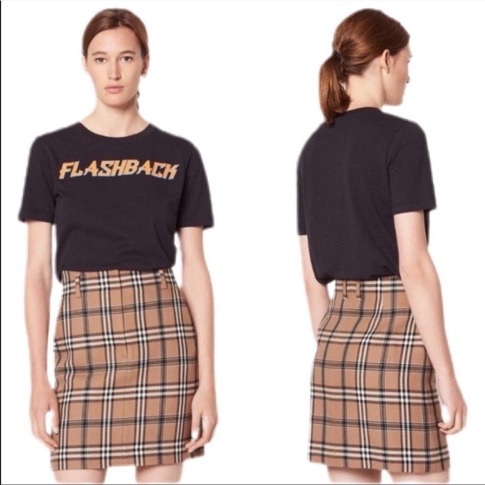 Sandro Sunset Plaid Mini Skirt in Camel Y2K